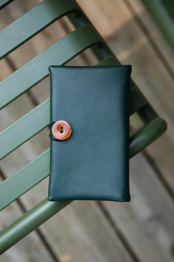 Portefeuille Camille vert bouton rouille