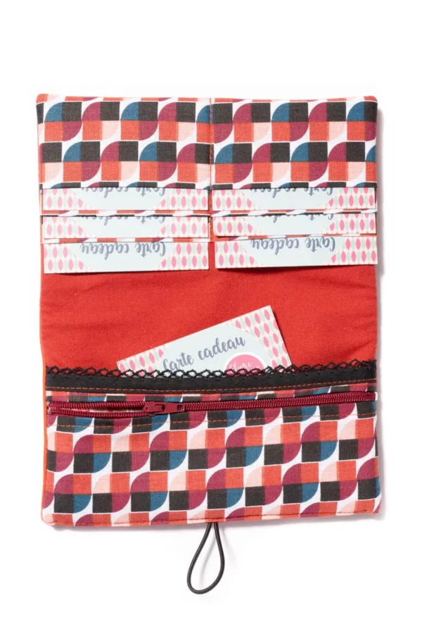 Portefeuille femme coloré fait main en France tissu imprimé rétro Clémentine