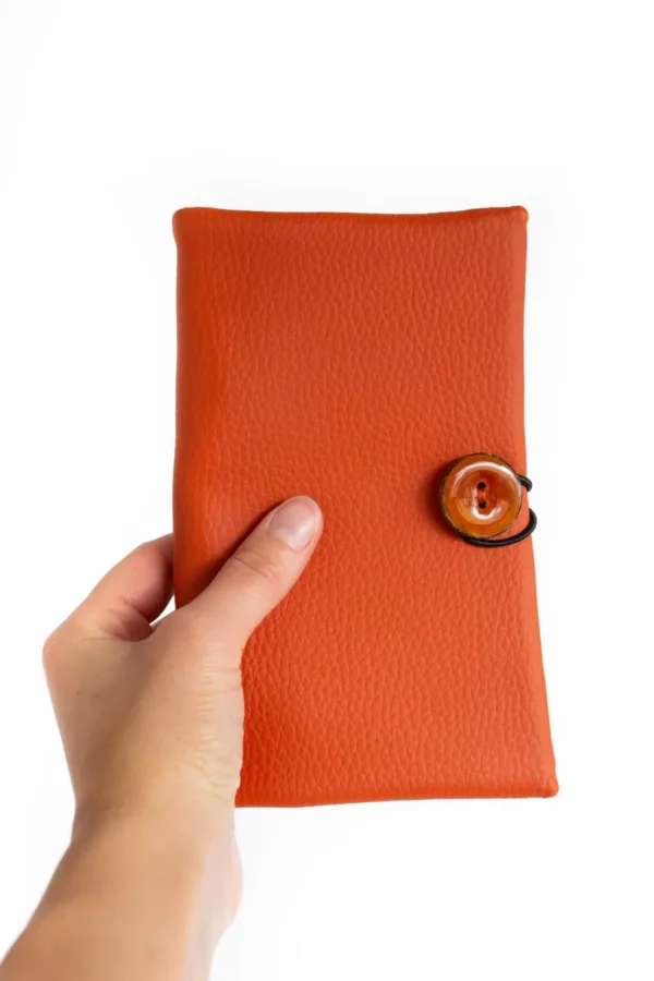 Portefeuille femme compagnon simili cuir rouille tissu imprimé rétro bouton rouille coco