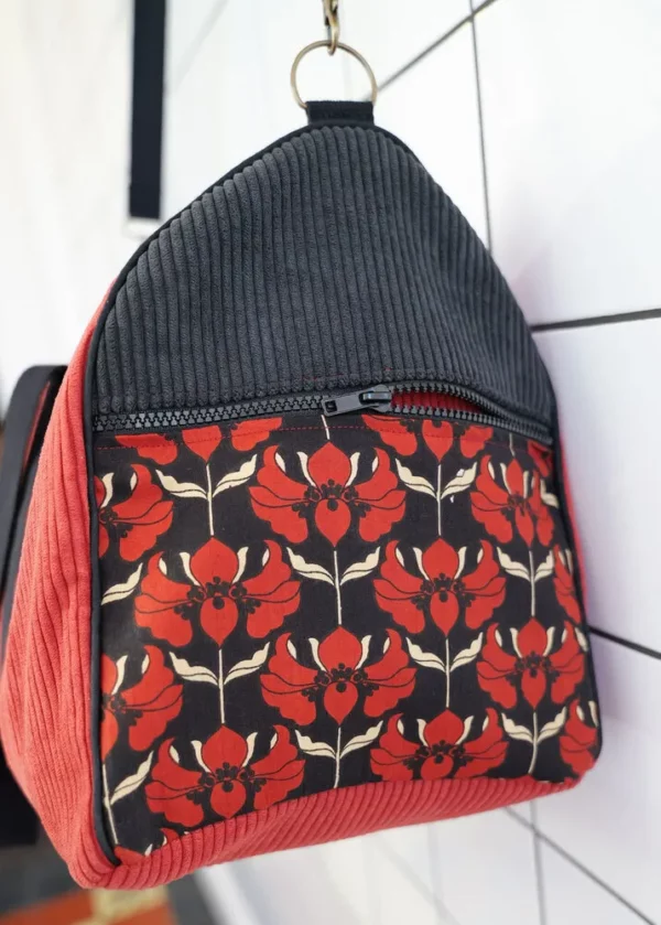 Sac week-end fait main Aline poche côté zippée