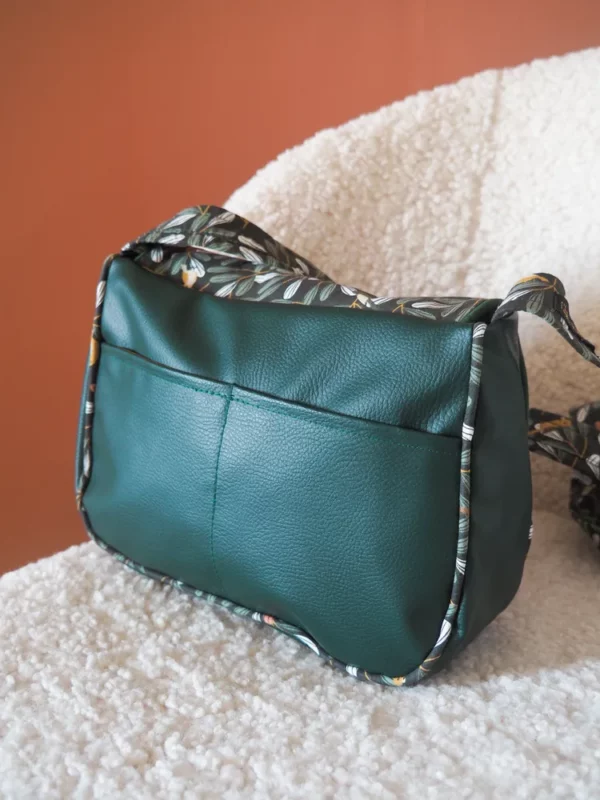 Sac réversible femme vert pioupiou dos double poche plaquée