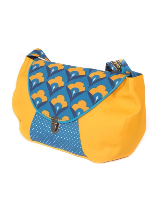 Sac besace Paola profil jaune moutarde turquoise