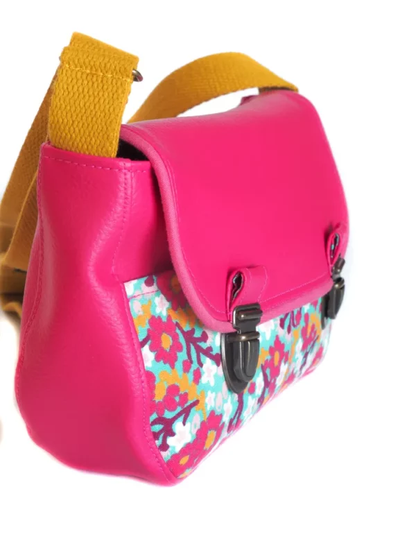 Sac à main Rosa essentiel rose moutarde fleurs attaches cartables