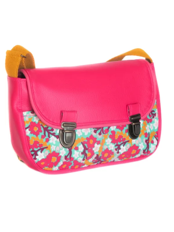 Sac à main coloré rose moutarde fleurs Rosa