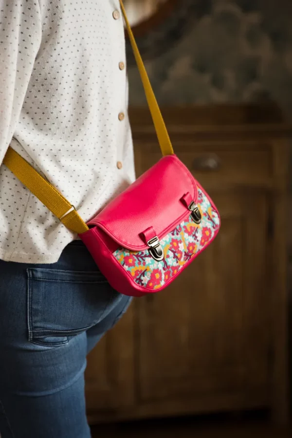Petit sac à main français coloré rose moutarde fleurs Rosa