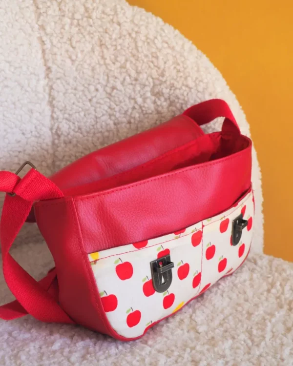 Sac à main femme les pommes ouvert vue double poches plaquées