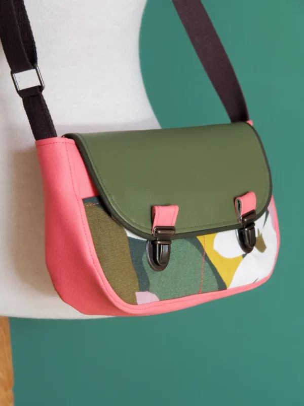 Sac à main femme kaki rose profil