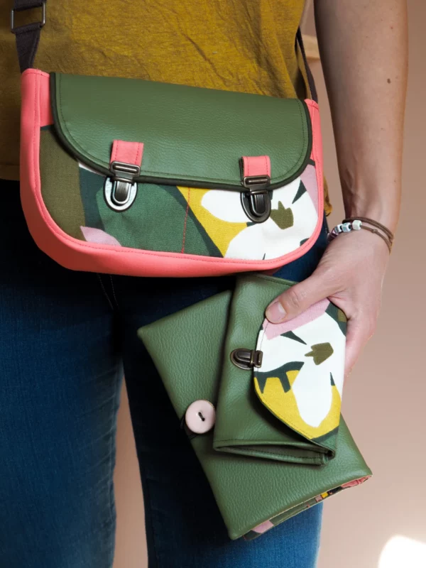 Sac à main femme portefeuille porte monnaie kaki rose