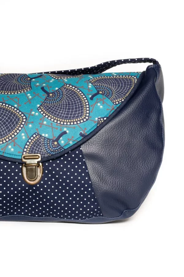 Sac besace Isa marine turquoise attache cartable rétro