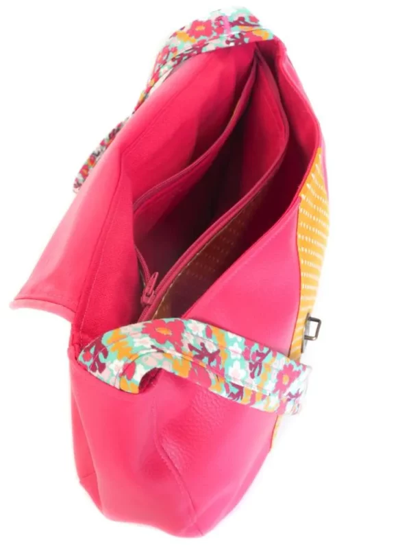 Sac besace Rosa intérieur compartiments et poche zippée