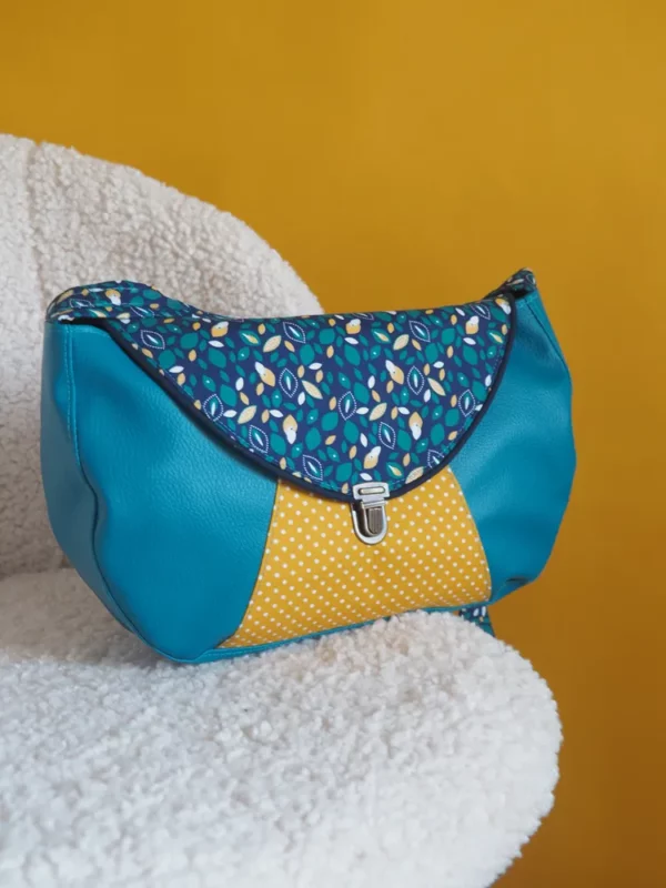 Sac besace Pépite turquoise bleu marine et jaune