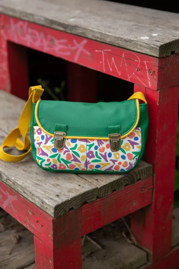 Sac à main femme petit format vert les fleurs