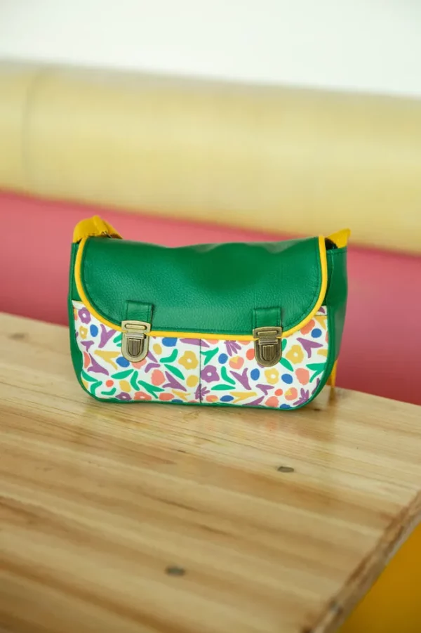 Sac à main femme vert jaune les fleurs