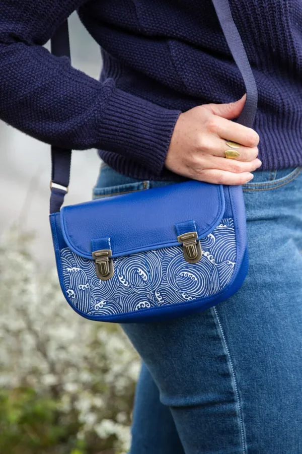 Sac à main femme fait main en France bandoulière ajustable bleu Océan