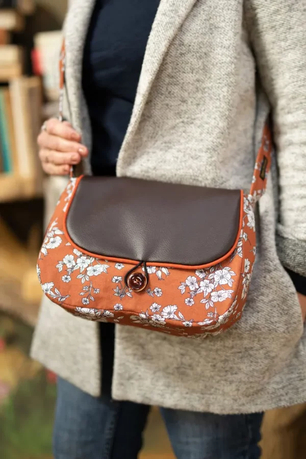 Sac à main femme fabriqué en France Juliette marron et rouille
