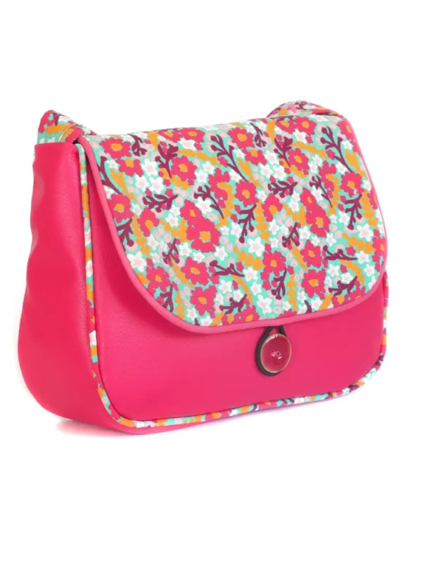 Sac à main femme cousu en Bretagne rose fleurs coloré Rosa