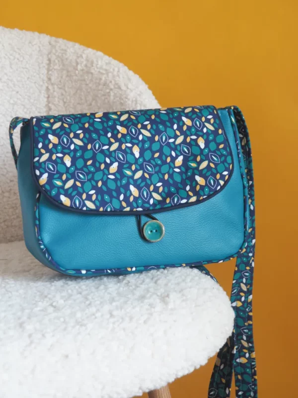 Sac à main femme réversible côté simili cuir turquoise Pépite