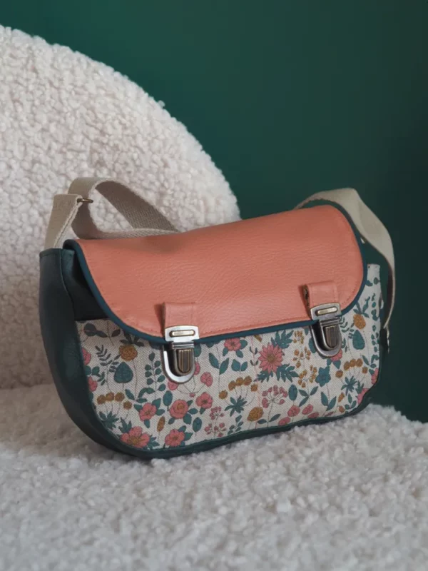 Sac à main femme l'essentiel Peach vert rose fleurs