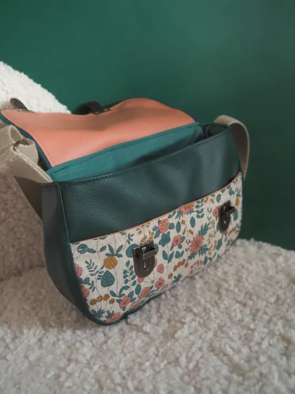 Sac l'essentiel Peach ouvert vue double poches plaquées