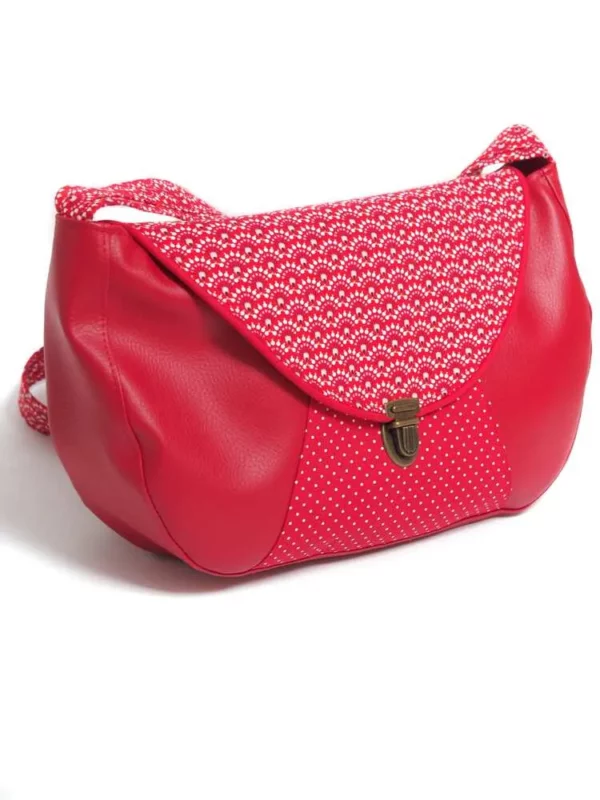 Sac à main femme bandoulière rouge Aloïse profil