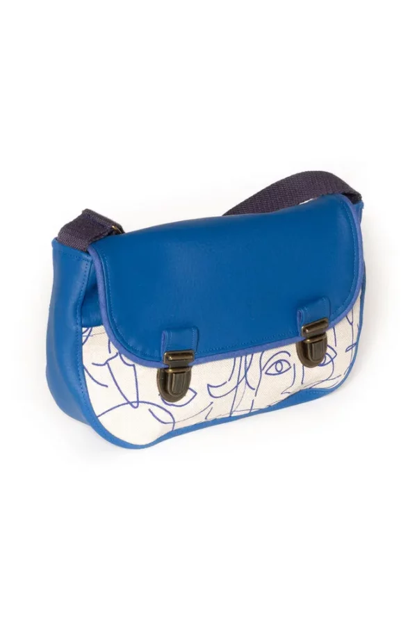 Sac à main femme fait main Picassa bleu visages