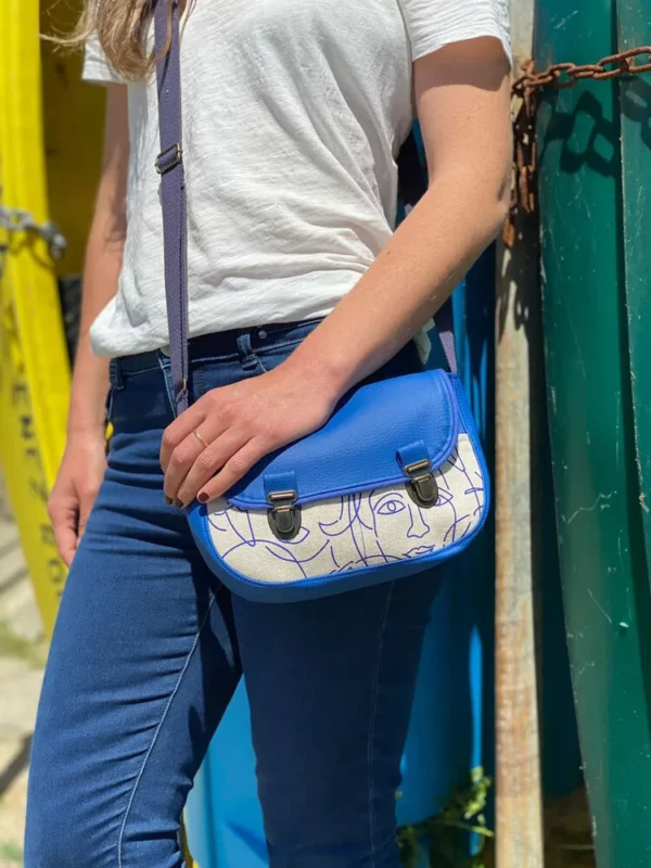 Sac à main femme coloré bleu visages Picassa