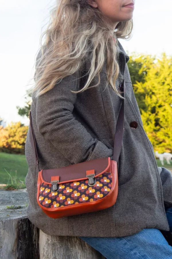 Sac femme petit format rouille rétro rond made in France