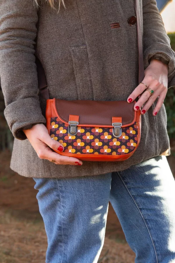 Sac rouille rétro rond porté bandoulière