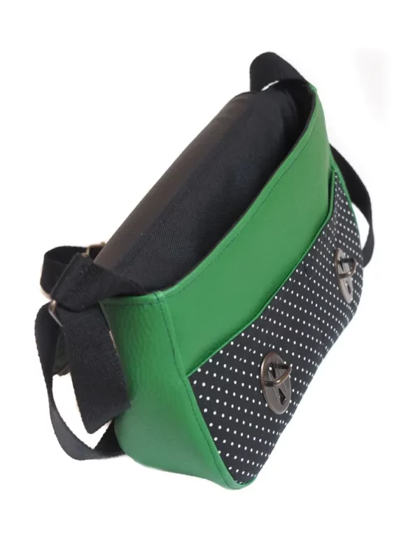 Sac à main femme Suzanne vert et noir intérieur deux poches plaquées