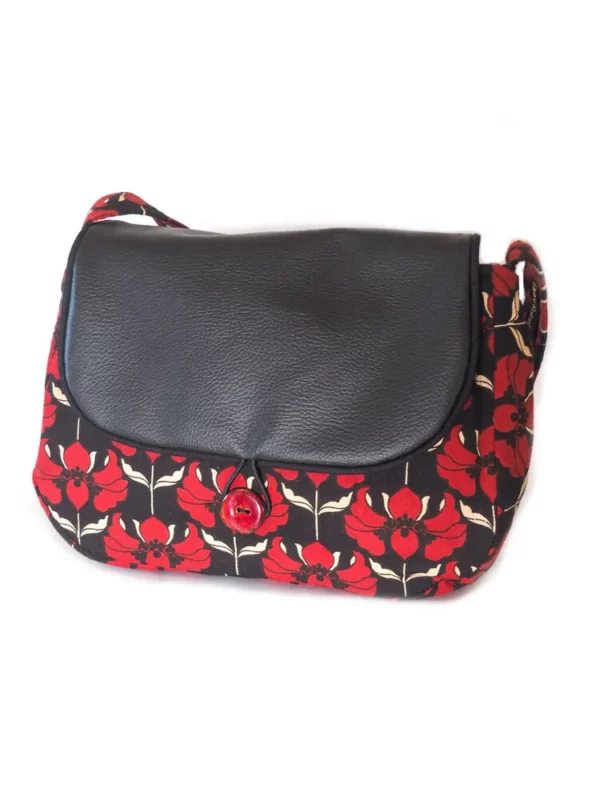 Sac à main réversible 2 en 1 noir et rouge Aline