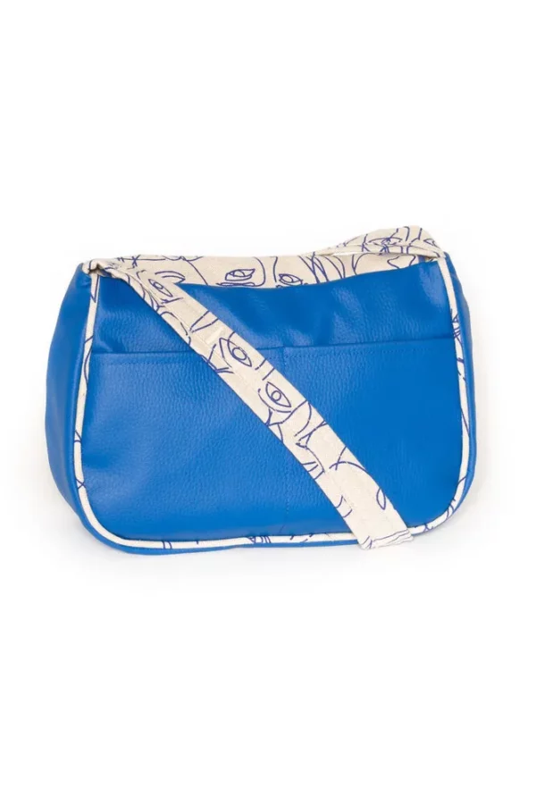Sac réversible Picassa côté simili cuir bleu dos double poches plaquées