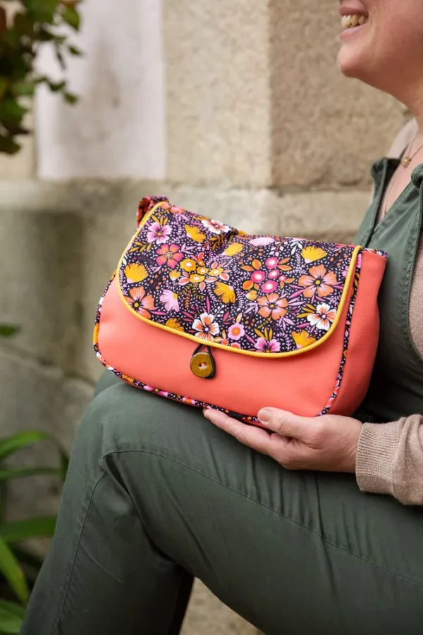 Sac réversible femme corail fleurs Frida profil