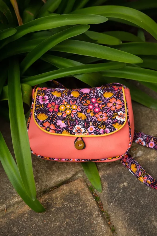 Sac à main femme 2 en 1 cousu main Corail Frida