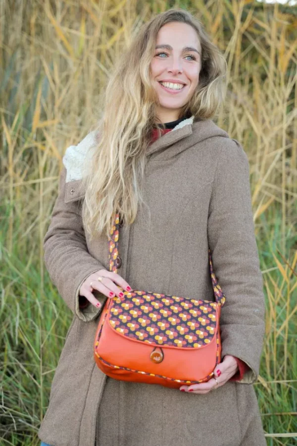 Sac réversible rouille rétro rond côté simili cuir