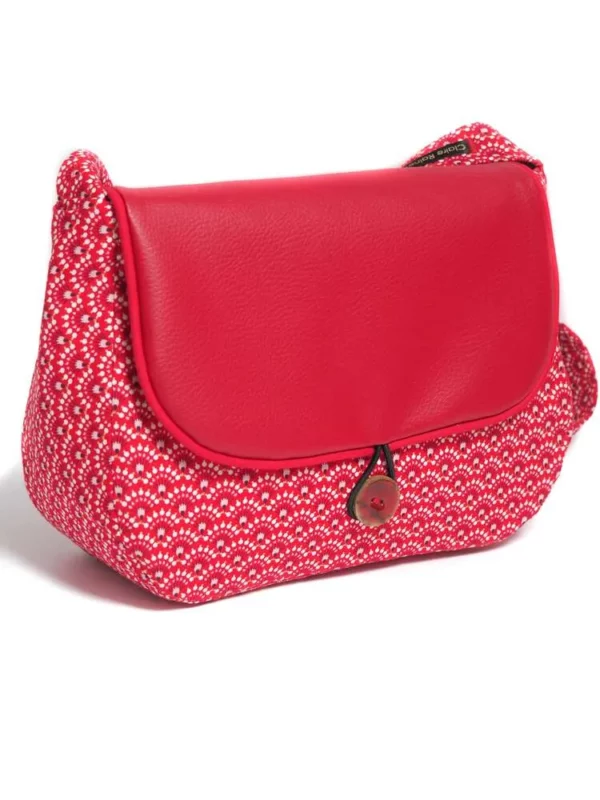 Sac réversible Aloïse rouge côté tissu imprimé