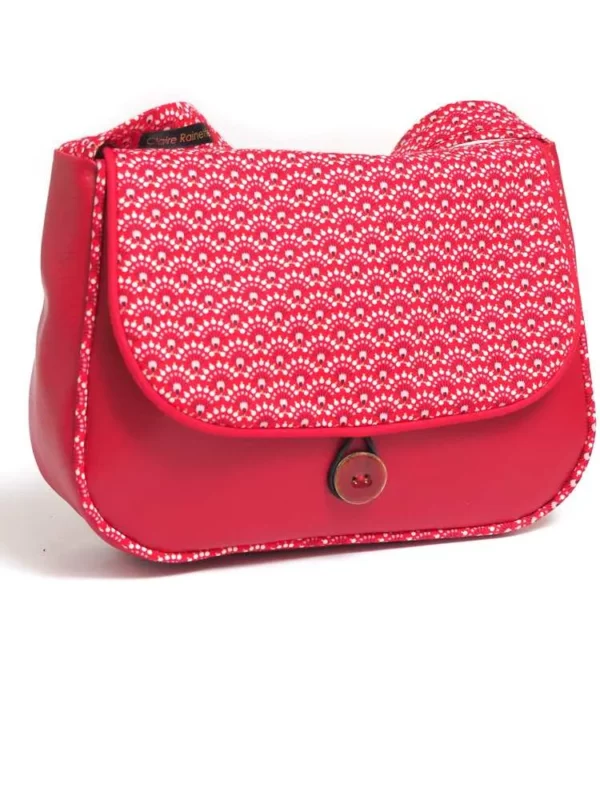 Sac à main réversible 2 en 1 simili cuir rouge tissu imprimé Aloïse
