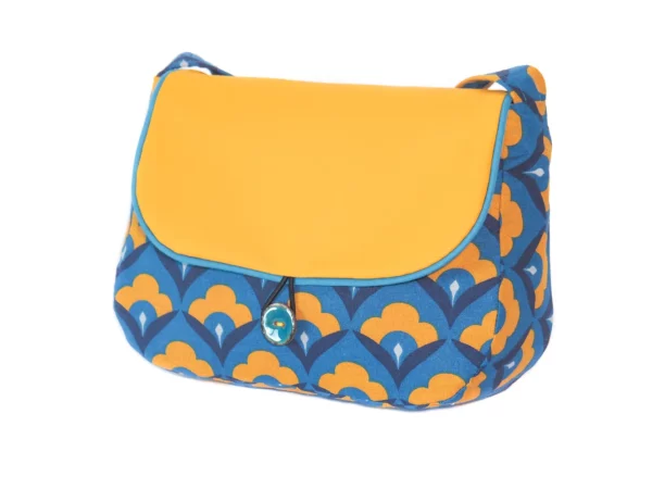 Sac réversible Paola côté tissu imprimé turquoise