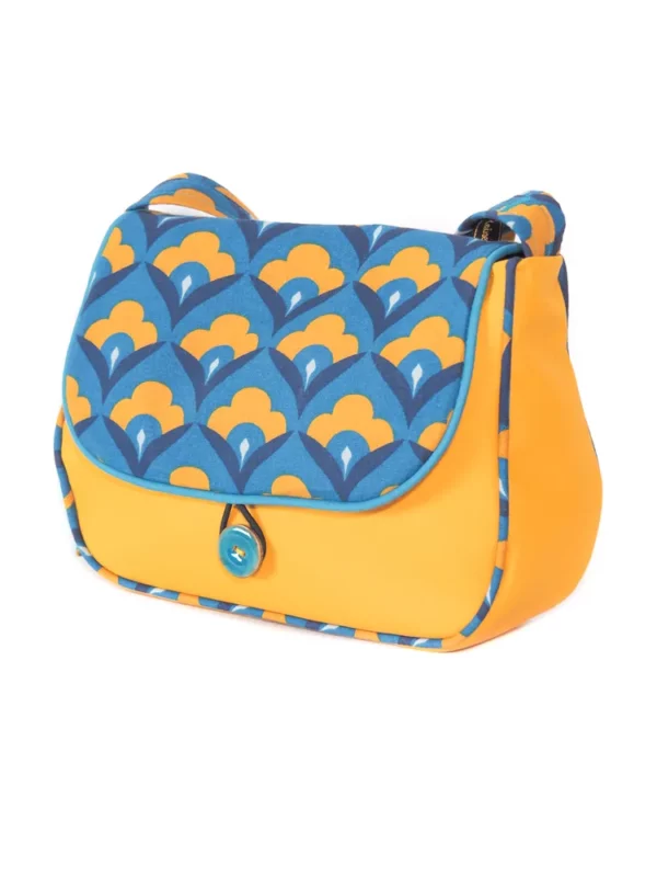 Sac réversible femme Paola côté simili cuir jaune moutarde passepoil