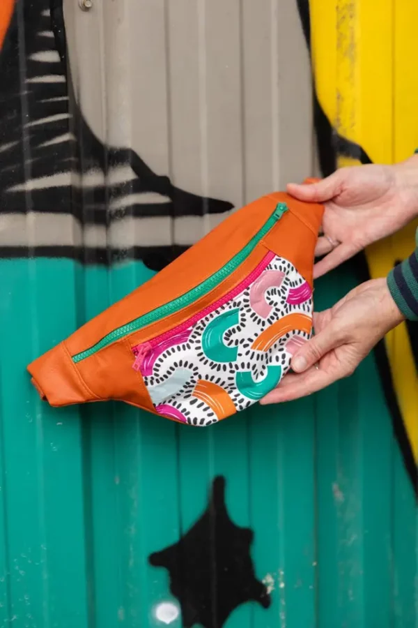 Sac banane originale cousue main en Bretagne rouille multicolore Fanny