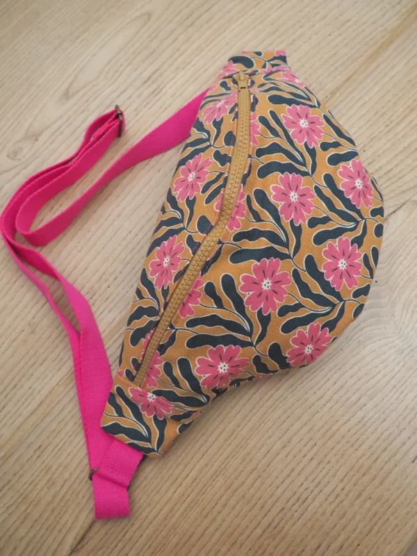 Sac banane cousu main en France rose ocre noir Sybel