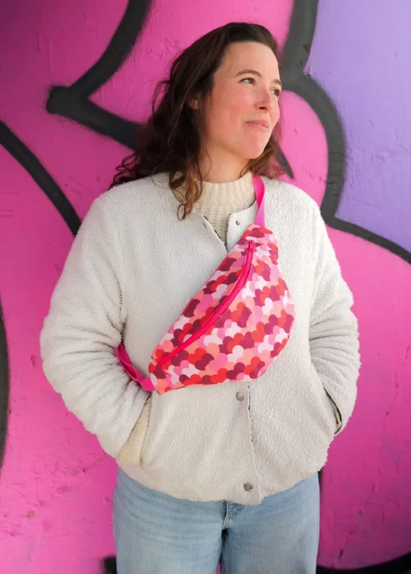 Banane femme cousue main en France tissu coton imprimé coeurs