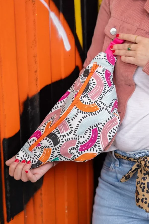 Sac banane Fanny tissu imprimé cousu main en Bretagne