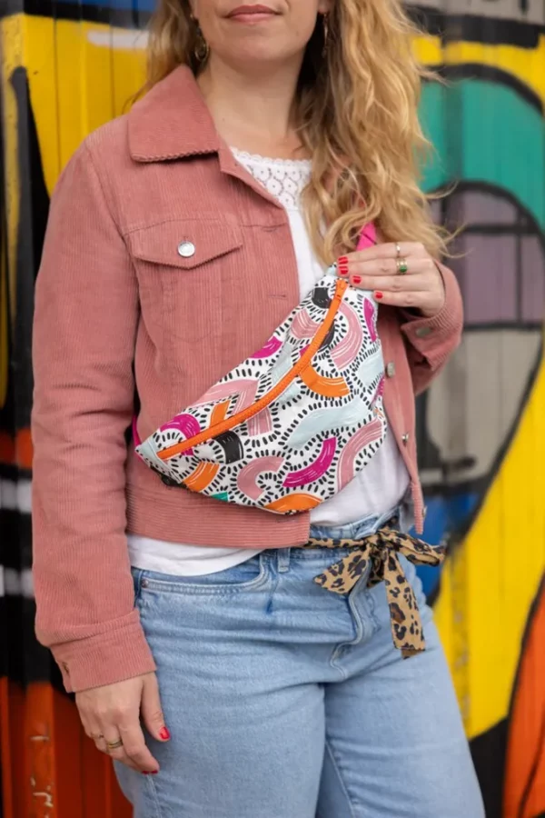 Sac banane tissu imprimé Fanny fait main en France