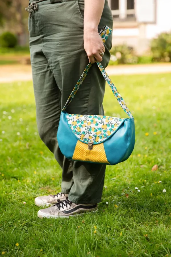 Sac femme besace turquoise et moutarde Mia