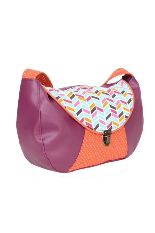 Sac besace violet orange profil