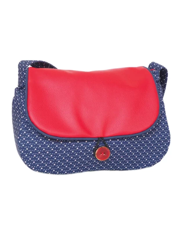 Sac à main femme réversible côté tissu imprimé bleu pois