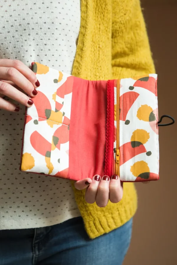 Portefeuille compagnon femme simili cuir rouge tissu imprimé Matilda