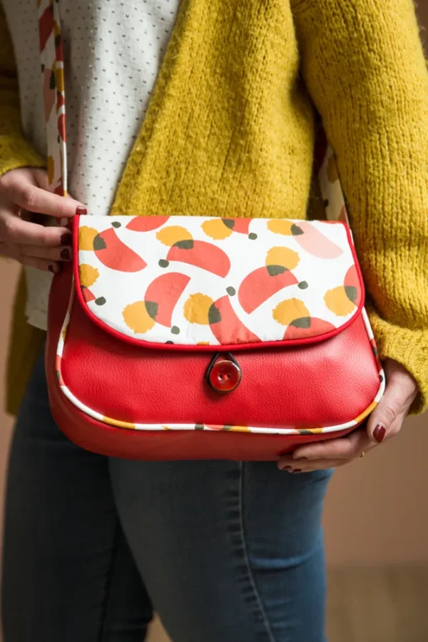 Sac à main femme 2 en 1 simili cuir rouge tissu imprimé Matilda