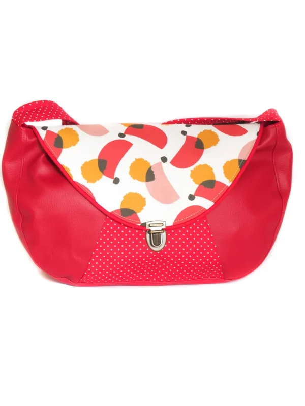 Sac besace rouge Matilda cousu main en Bretagne