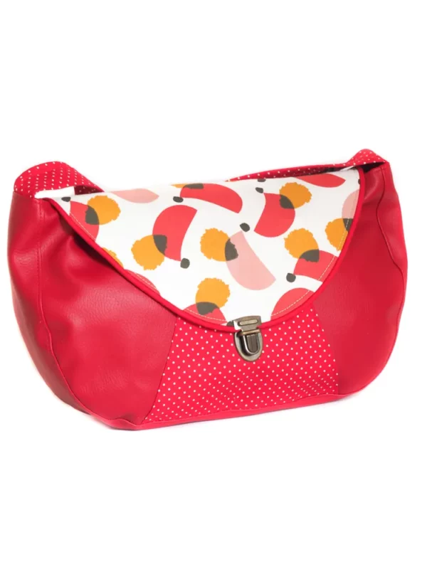 Sac à main femme bandoulière attache cartable rétro rouge Matilda